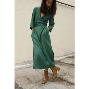 Ajaie Alaie Green Wrap Midi Dress